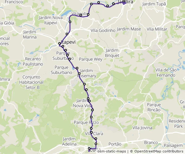 Mapa do itinerário da linha