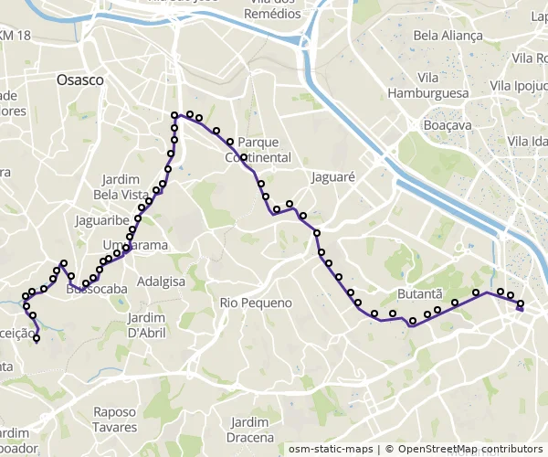 Mapa do itinerário da linha