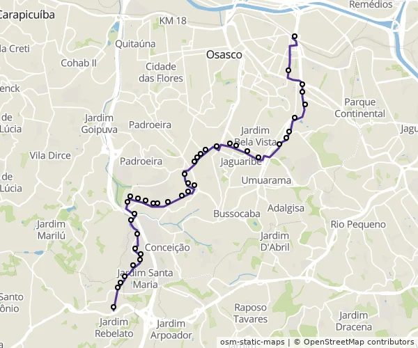 Mapa do itinerário da linha