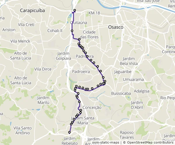 Mapa do itinerário da linha