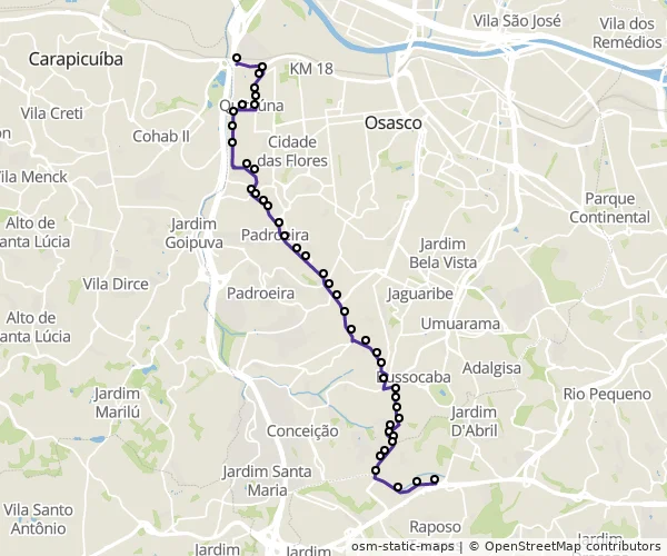 Mapa do itinerário da linha