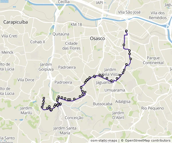 Mapa do itinerário da linha
