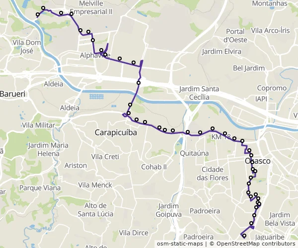 Mapa do itinerário da linha