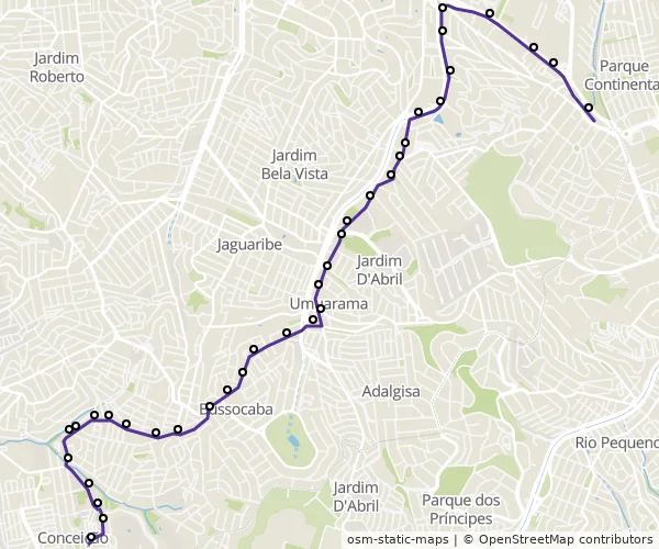 Mapa do itinerário da linha