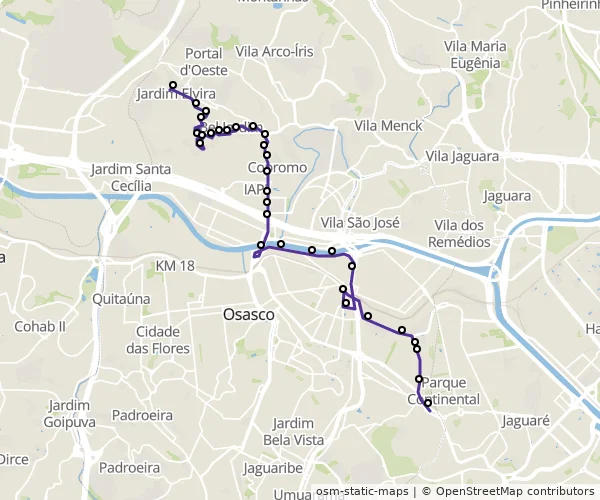 Mapa do itinerário da linha