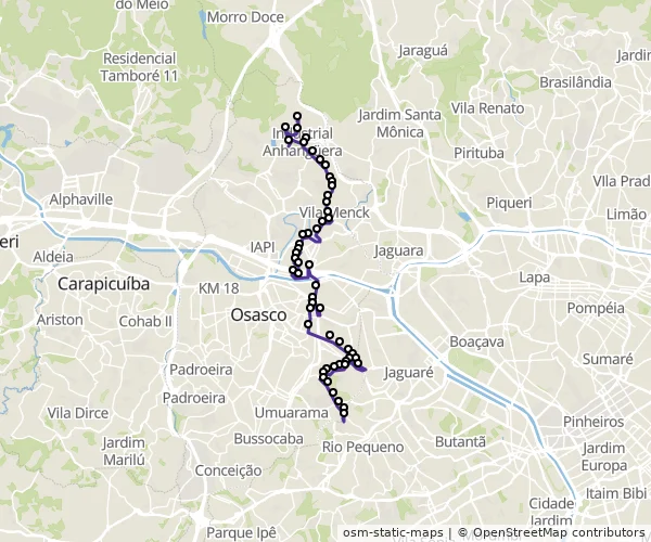 Mapa do itinerário da linha
