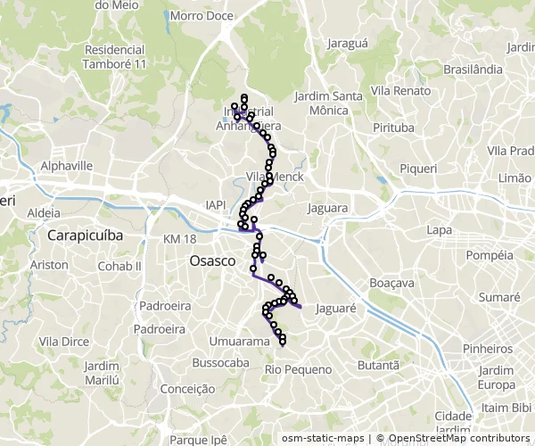Mapa do itinerário da linha