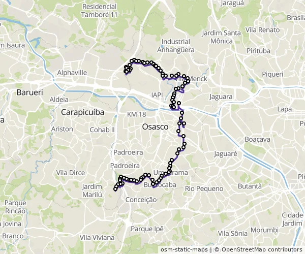Mapa do itinerário da linha