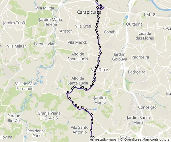 Mapa do itinerário da linha