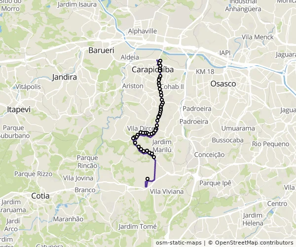 Mapa do itinerário da linha
