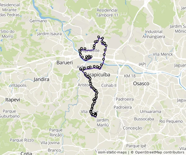 Mapa do itinerário da linha