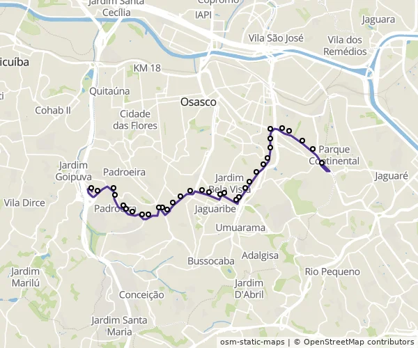 Mapa do itinerário da linha