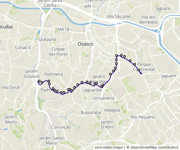Mapa do itinerário da linha