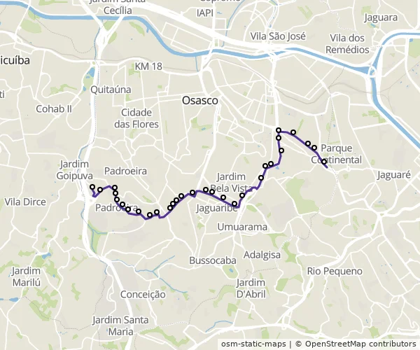 Mapa do itinerário da linha