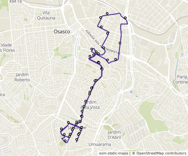 Mapa do itinerário da linha