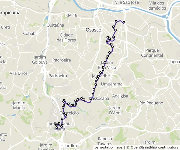 Mapa do itinerário da linha