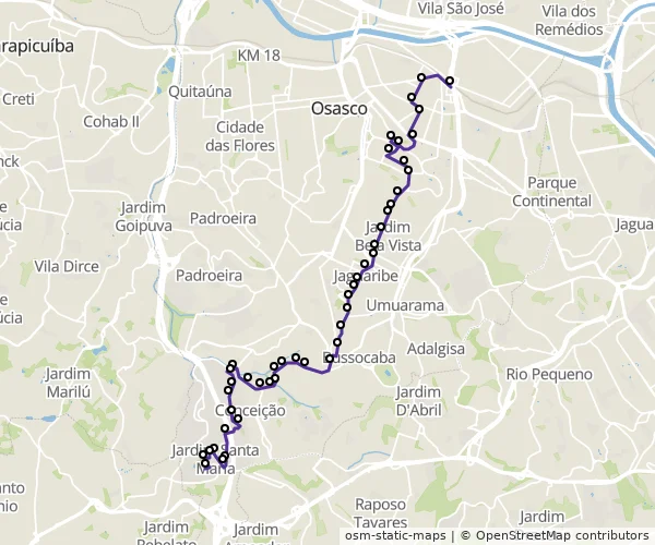 Mapa do itinerário da linha