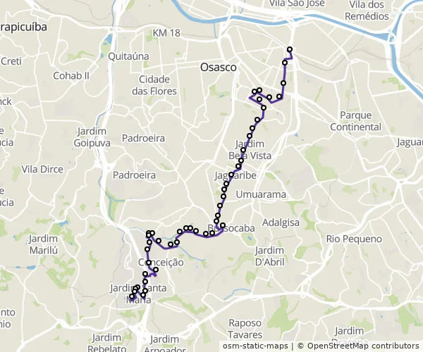 Mapa do itinerário da linha