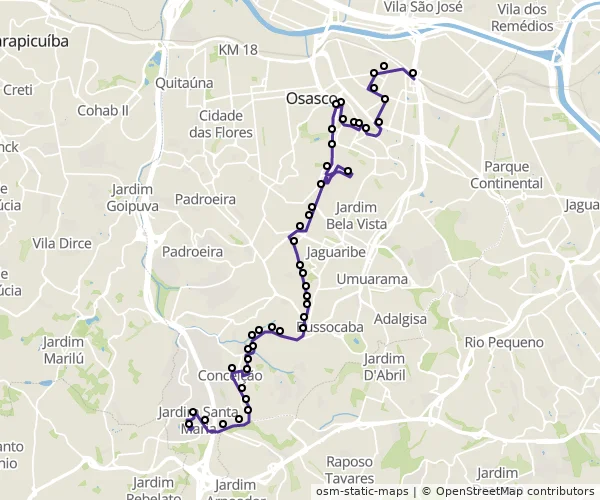 Mapa do itinerário da linha