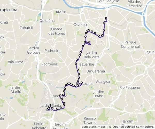Mapa do itinerário da linha