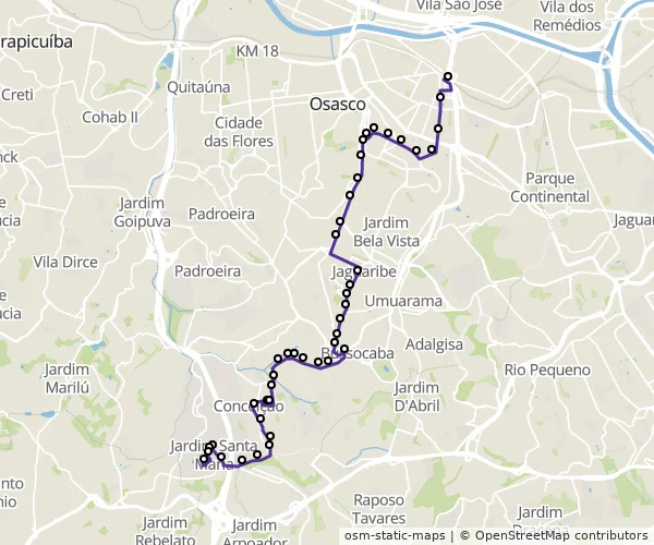 Mapa do itinerário da linha