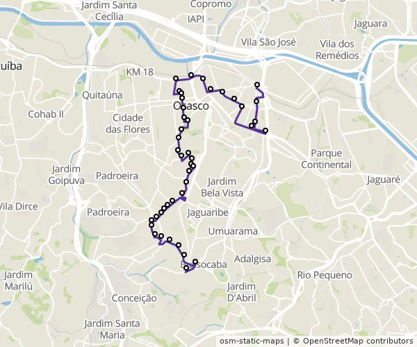 Mapa do itinerário da linha