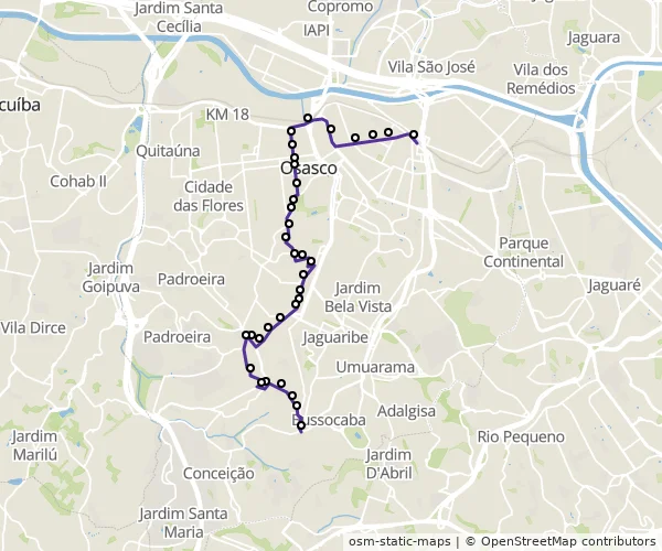 Mapa do itinerário da linha