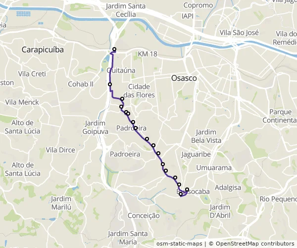 Mapa do itinerário da linha