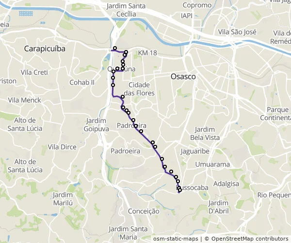 Mapa do itinerário da linha