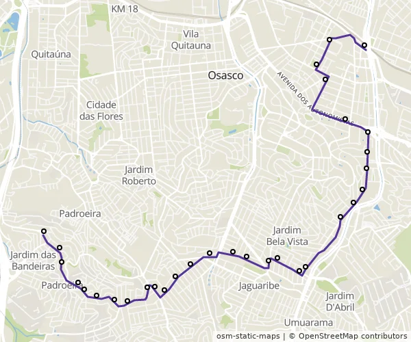Mapa do itinerário da linha