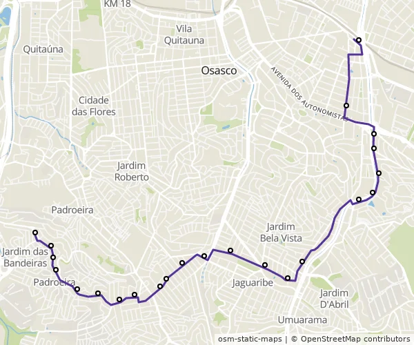 Mapa do itinerário da linha