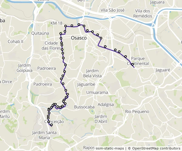 Mapa do itinerário da linha