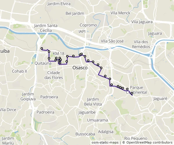 Mapa do itinerário da linha