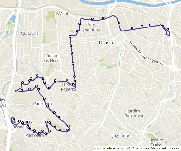 Mapa do itinerário da linha