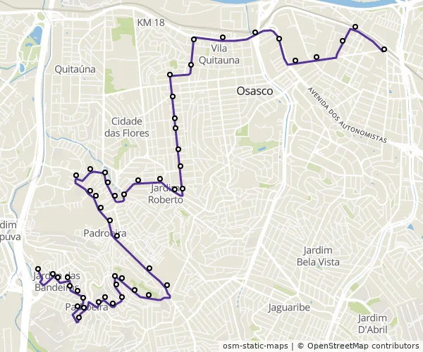 Mapa do itinerário da linha