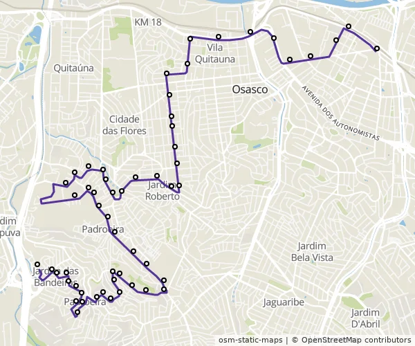 Mapa do itinerário da linha