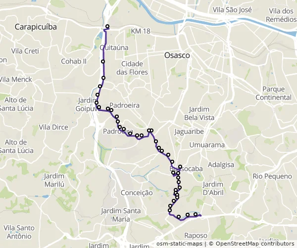Mapa do itinerário da linha