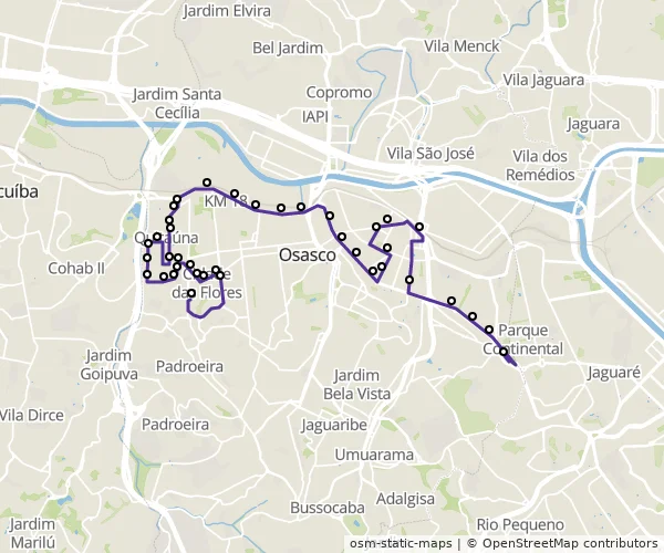 Mapa do itinerário da linha