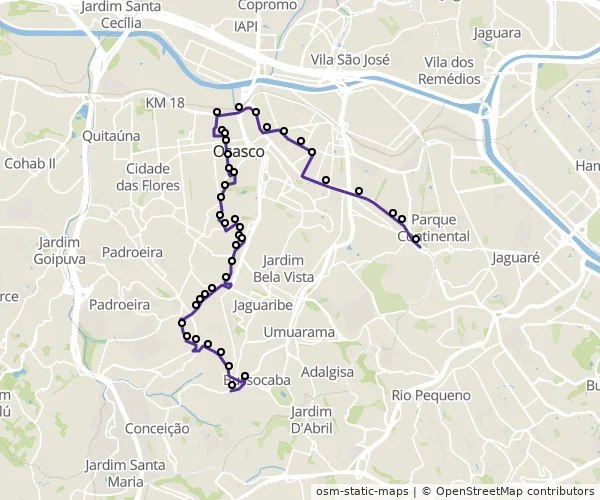 Mapa do itinerário da linha