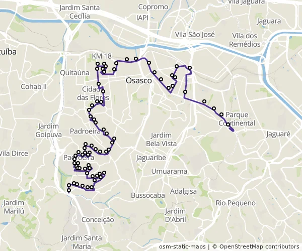 Mapa do itinerário da linha