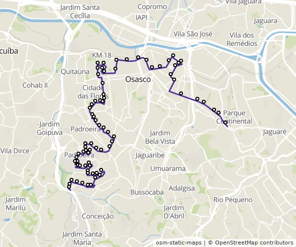 Mapa do itinerário da linha
