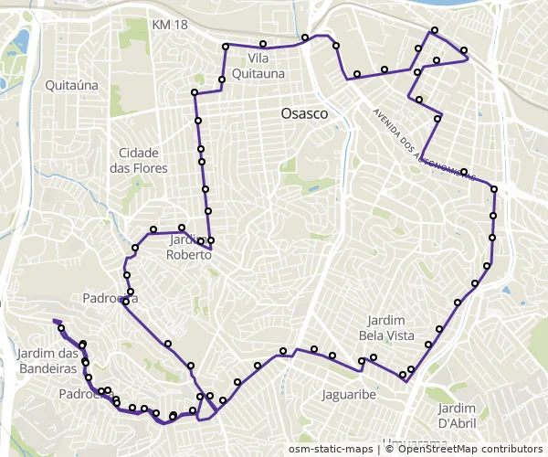 Mapa do itinerário da linha