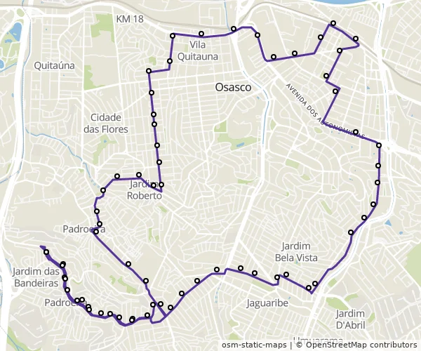 Mapa do itinerário da linha