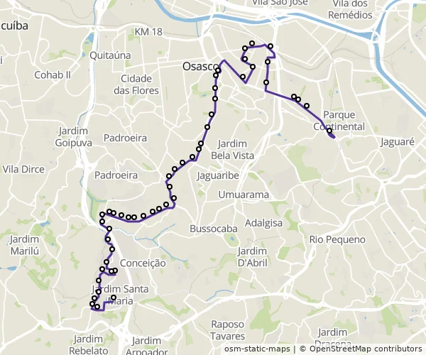 Mapa do itinerário da linha