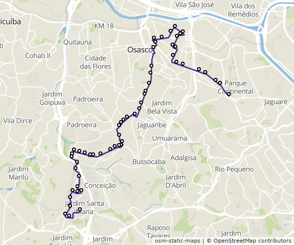 Mapa do itinerário da linha