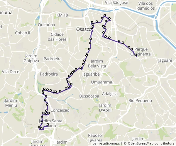 Mapa do itinerário da linha