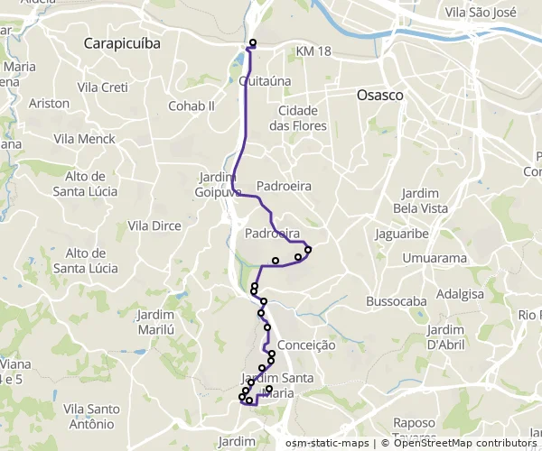 Mapa do itinerário da linha