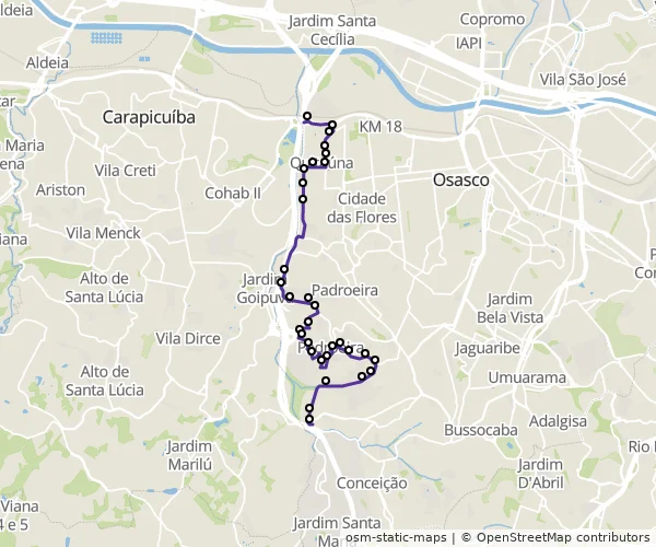 Mapa do itinerário da linha