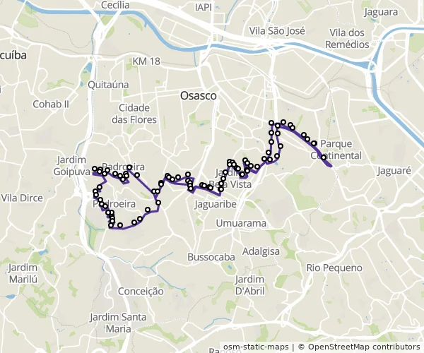 Mapa do itinerário da linha