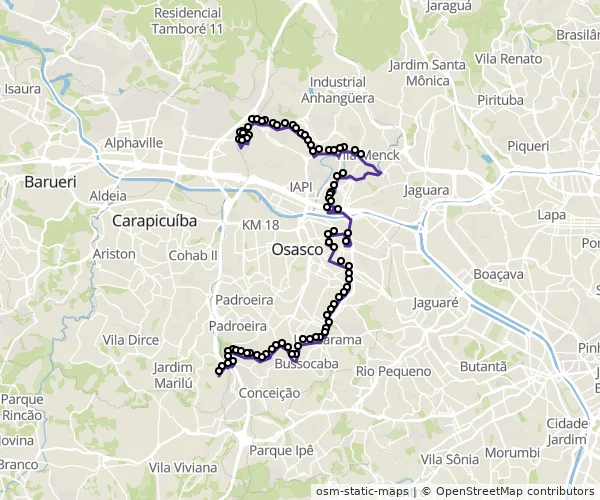 Mapa do itinerário da linha